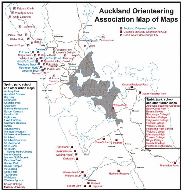 map of Auckland region orienteering maps